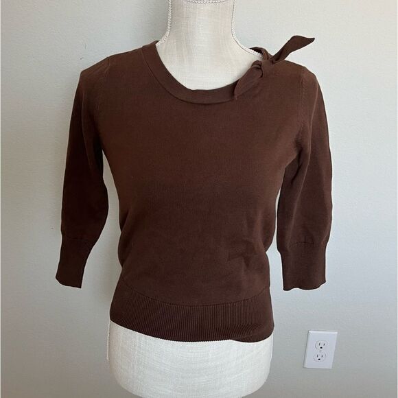 Calvin Klein Jeans Brown Sweater with Bow at Neckline Size S/P - Picture 1 of 5
